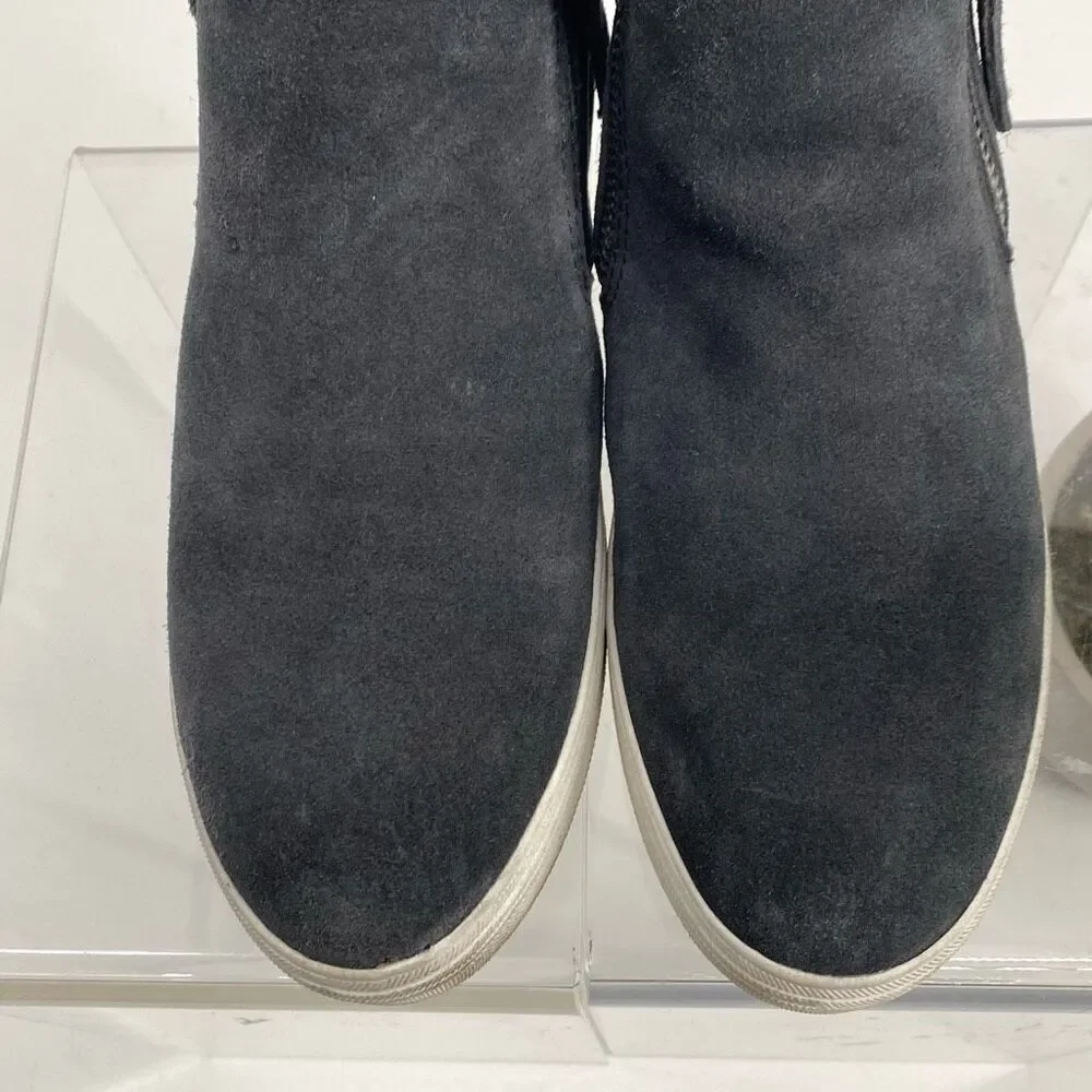 DV by Dolce Vita Gray Faux Fur Trim Suede Ankle Booties